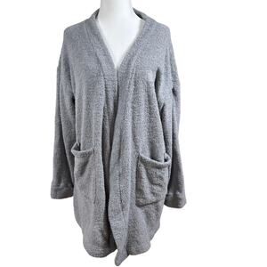 Laundry By Shelli Segal Sherpa Cardigan Womens M Gray Cozy Open